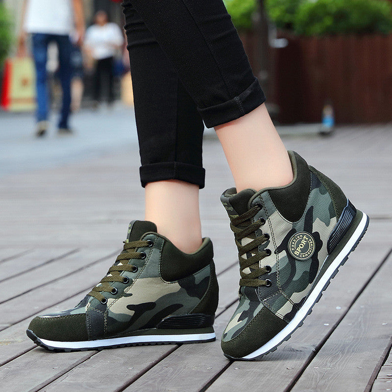 Height Increase Canvas Camouflage Sneakers