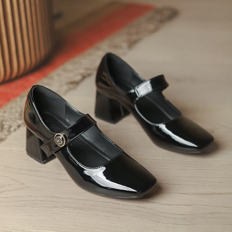 Retro Mary Jane Hoof Heels Loafers