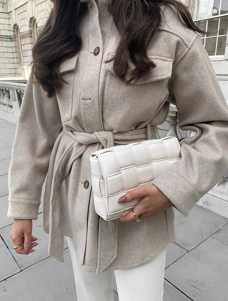 Chic Turn Down Collar Elegant Wool Coats