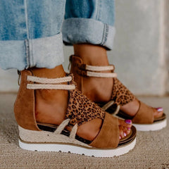 Leopard Wedge Heel Sandals