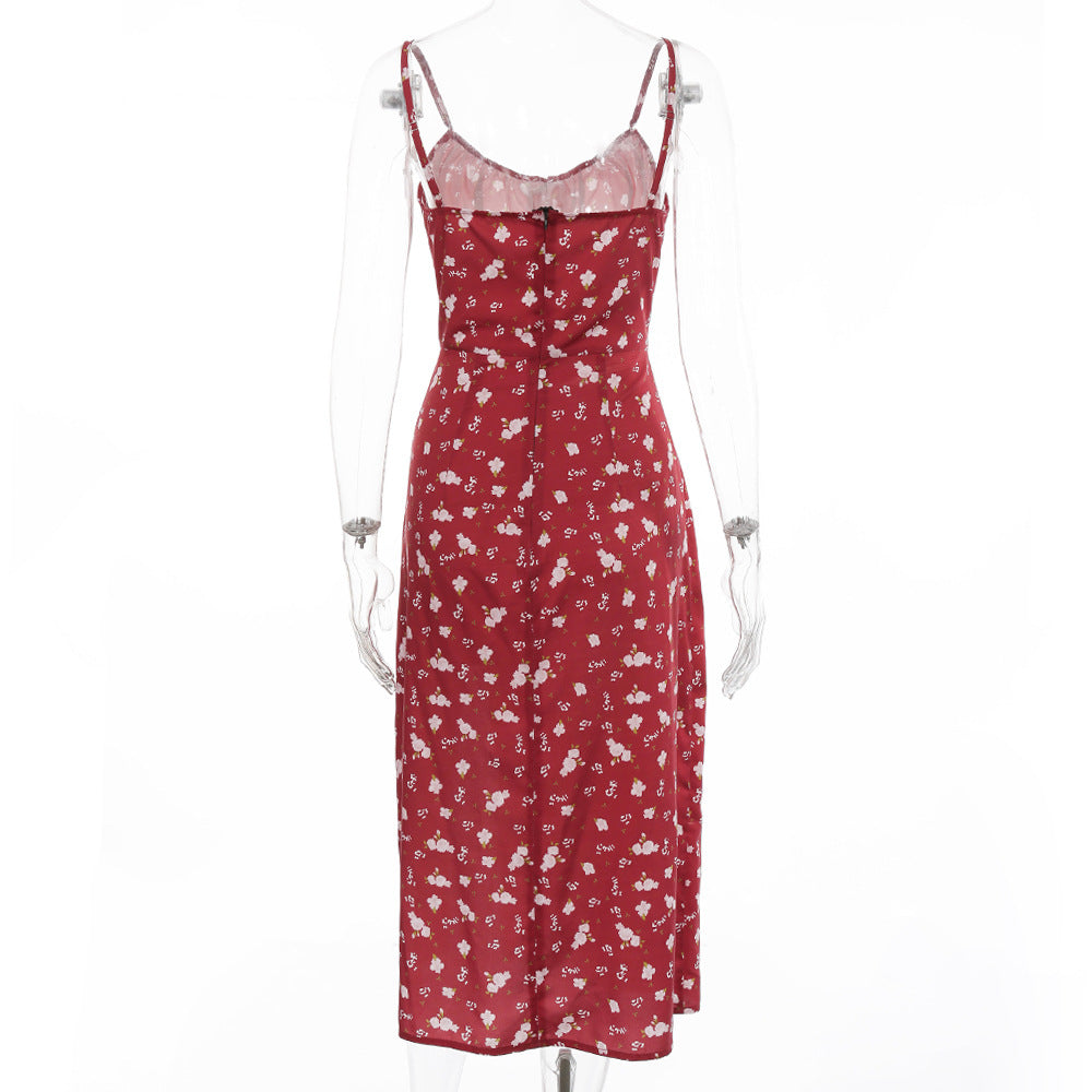 Sleeveless Lace Up Vintage Floral Dress