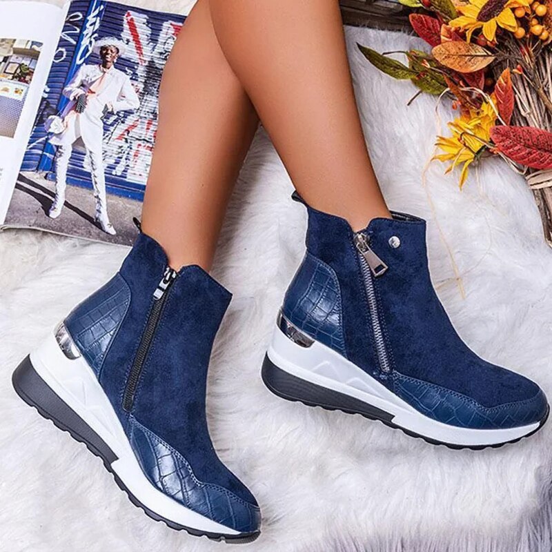 Zipper Waterproof High Top Platform Shoes