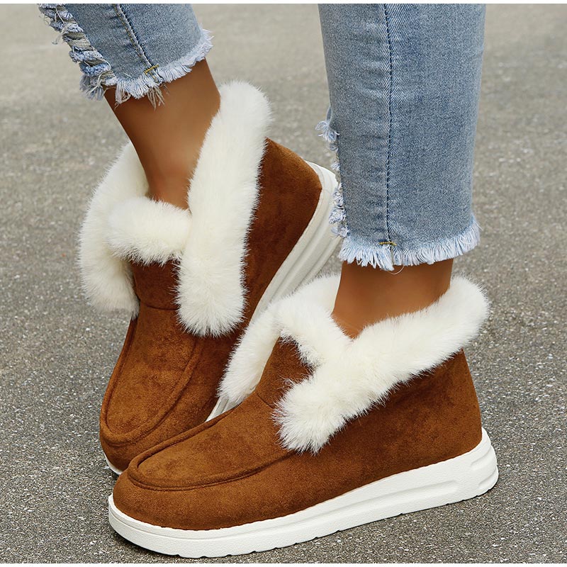 Warm Suede Leather Plush Fur Snow Boots