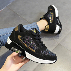 Air-cushioned Flat Vulcanized Bling Sneakers