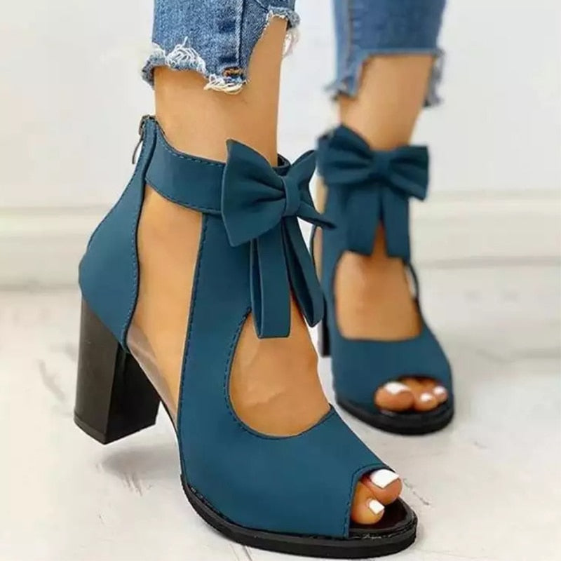 Butterfly Knot Mesh High Heels Sandals