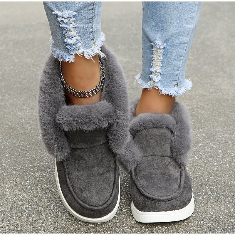 Warm Suede Leather Plush Fur Snow Boots