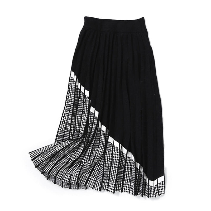 High Waist Pleated Knitted Thick Skirt