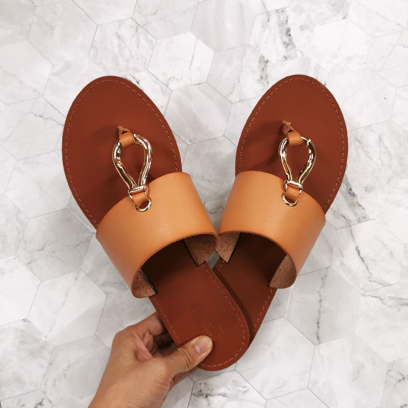 Retro Thin Straps Open Toe Slippers