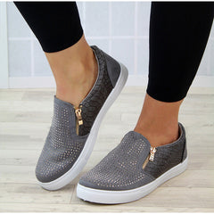 Crystal Slip On Flat Loafers