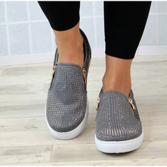 Crystal Slip On Flat Loafers