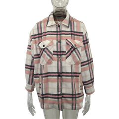 Loose Turn Down Collar Plaid Blouses