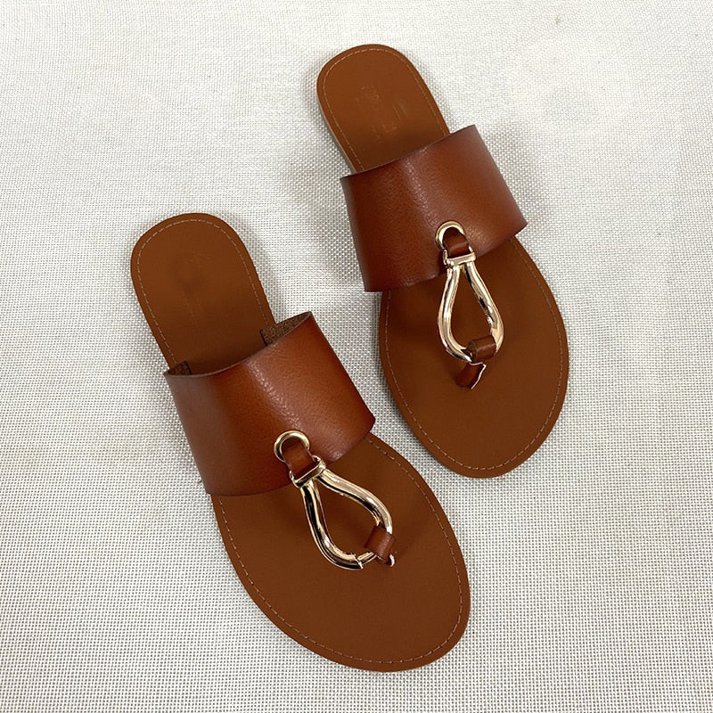 Retro Thin Straps Open Toe Slippers