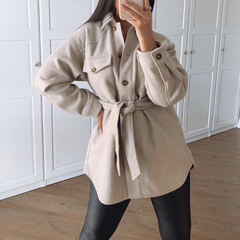 Chic Turn Down Collar Elegant Wool Coats