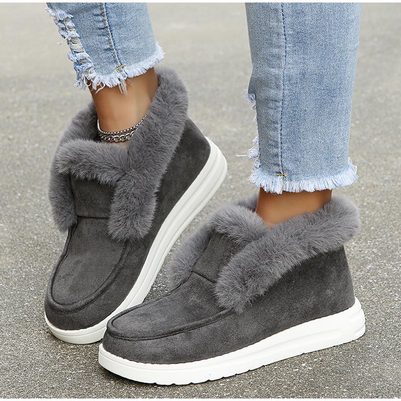 Warm Suede Leather Plush Fur Snow Boots