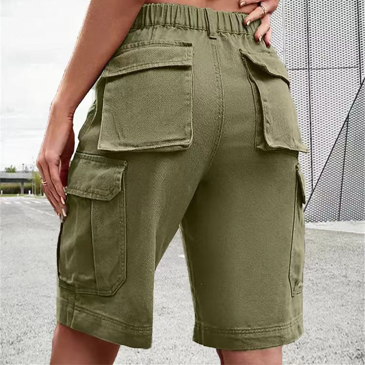 Mid-Rise Utility Cargo Shorts