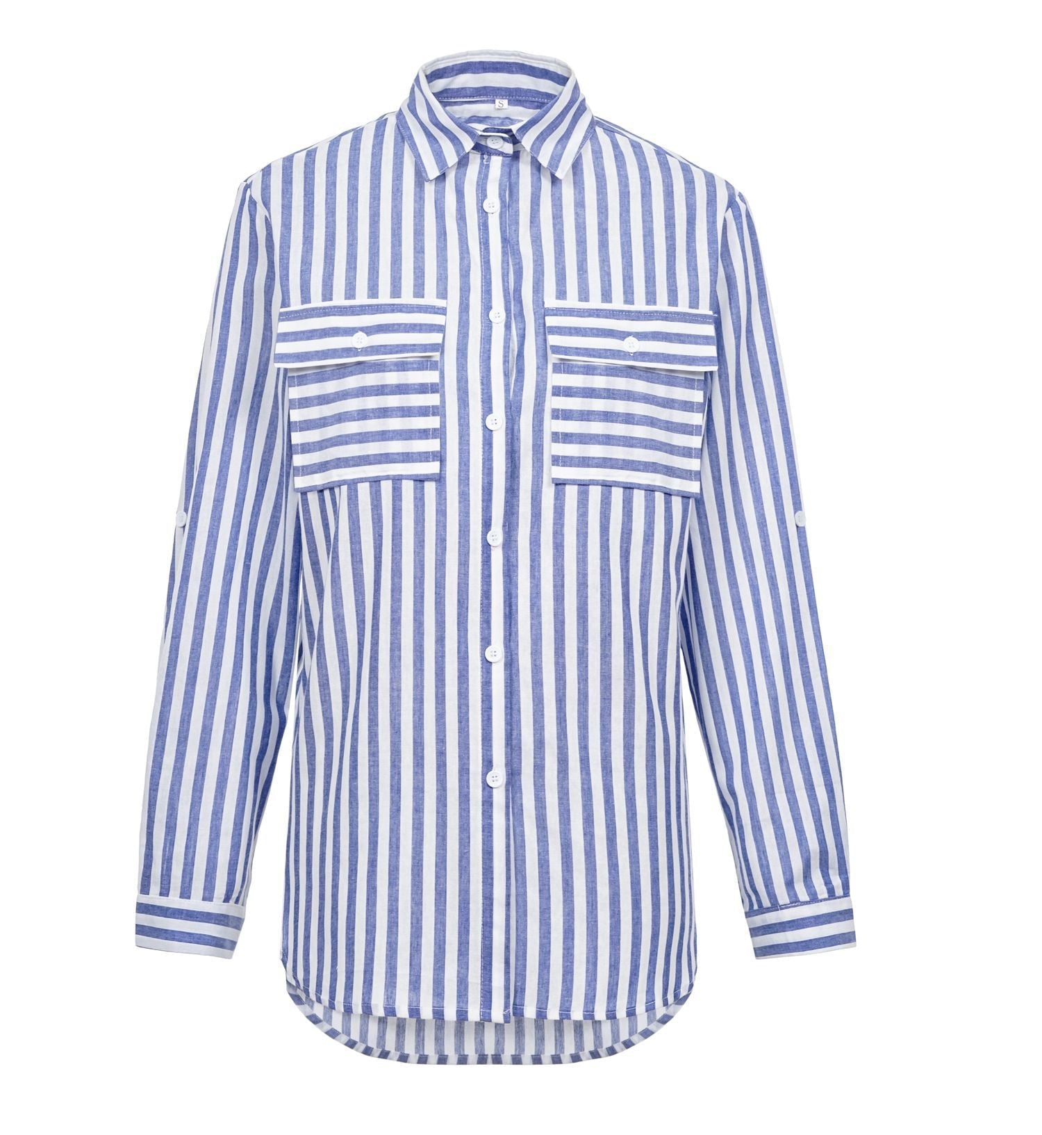 Cotton and Linen Washed Striped Single-breasted Shirt