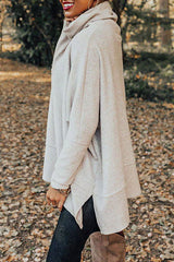 Turtleneck Waffle Dolman Sleeve Sweatshirt