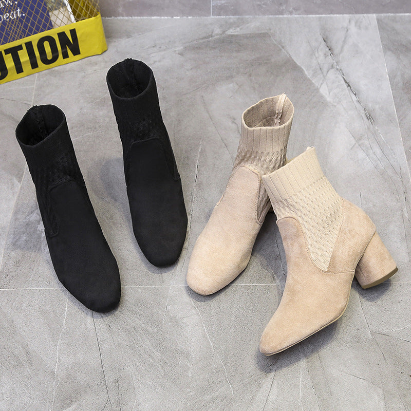 Elegant Slip On Faux Suede Boots