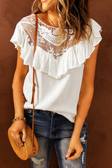 Ruffle Round neck Lace undershirt Top