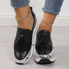 fringed glossy platform shoes