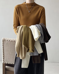 Half turtleneck brushed soft touch sweater