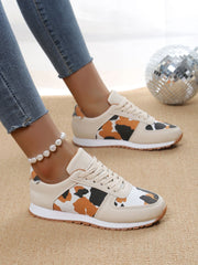 Ribbed Sole Camouflage Lace-up Casual Sneakers