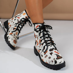 Halloween Cartoon Print Martin Boots