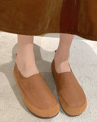 Minimalist retro soft sole round toe loafers