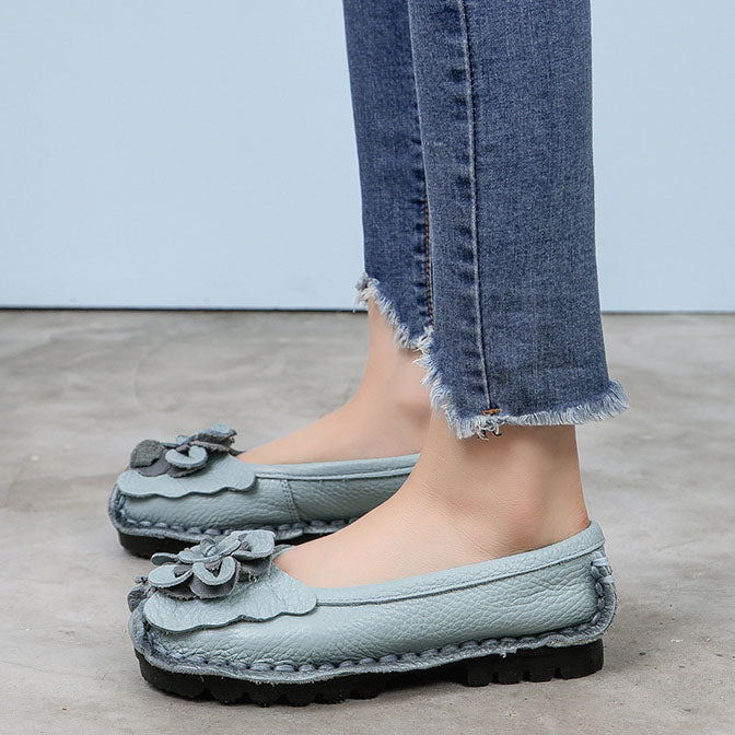 Ethnic Floral Genuine Leather Handcrafted Flat Shoes