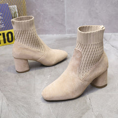 Elegant Slip On Faux Suede Boots