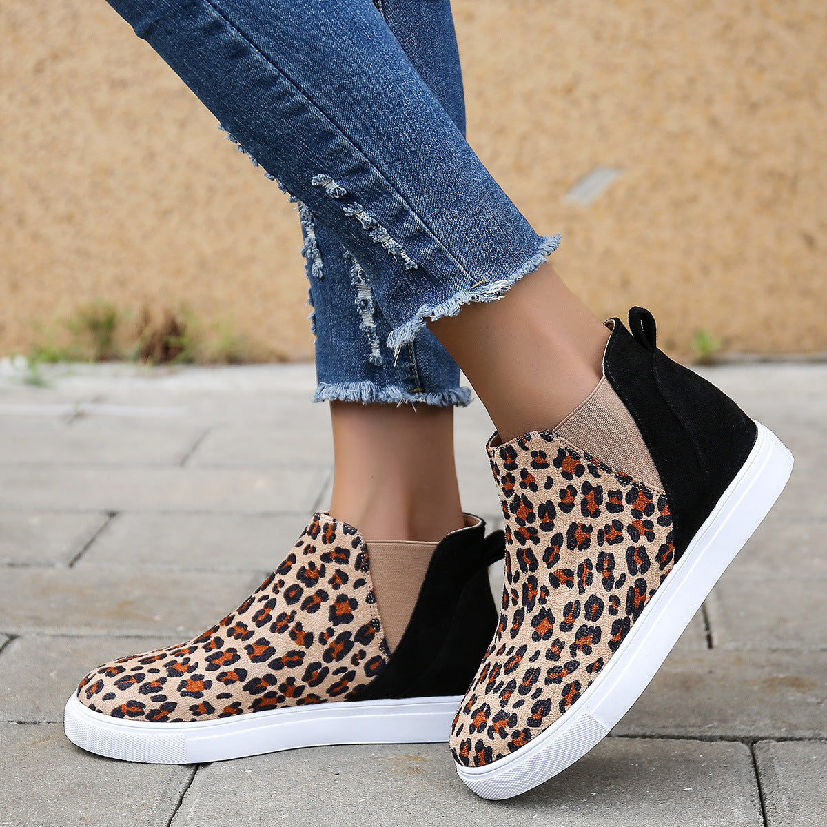 Elastic Leopard Flats Vulcanized Overshoes