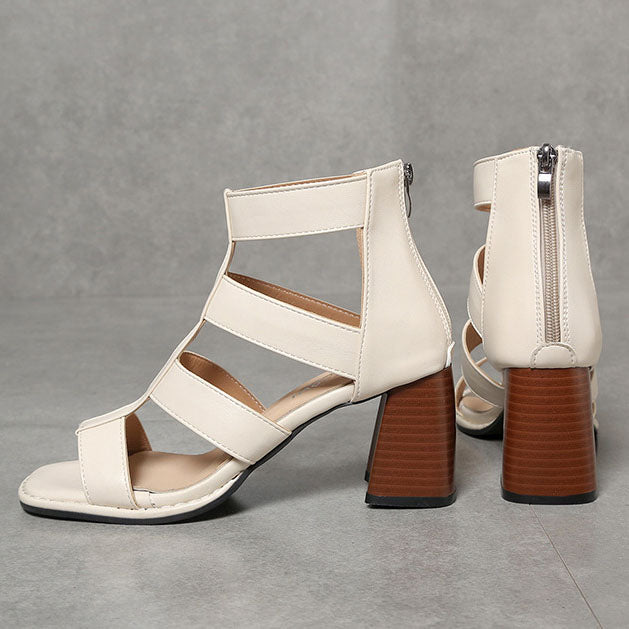 Retro Thin strap Thick heel Roman Sandals