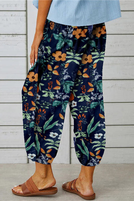 Printed Drawstring Cropped Pants