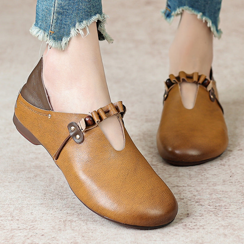 Cow Tendon Soles Handcrafted Leather Slip-On Shoes