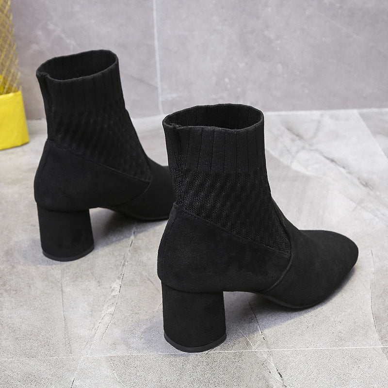 Elegant Slip On Faux Suede Boots