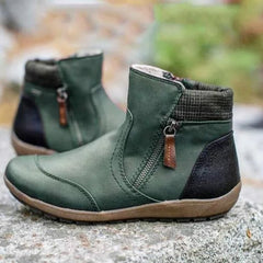 Vintage Double Zips Ankle Boots