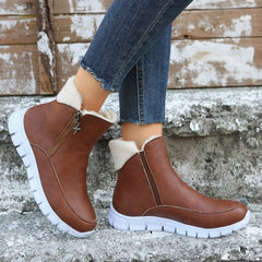 Big Ideas Off Brown Flat Snow Booties