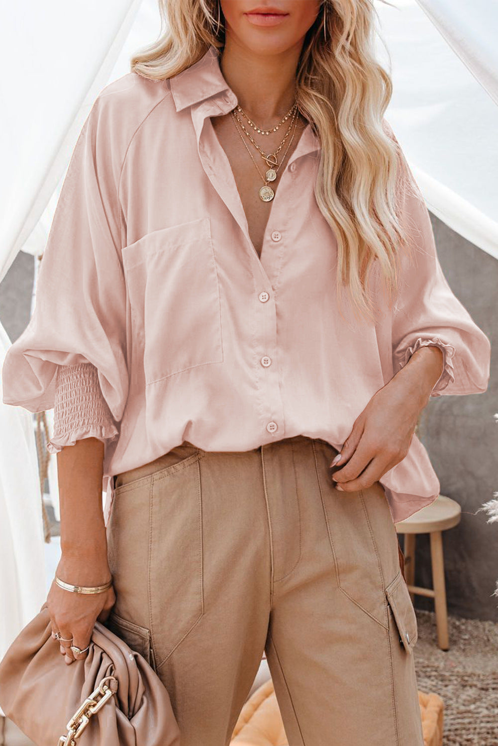 Wind of the Mediterranean Thin Mid-length Shirt Top