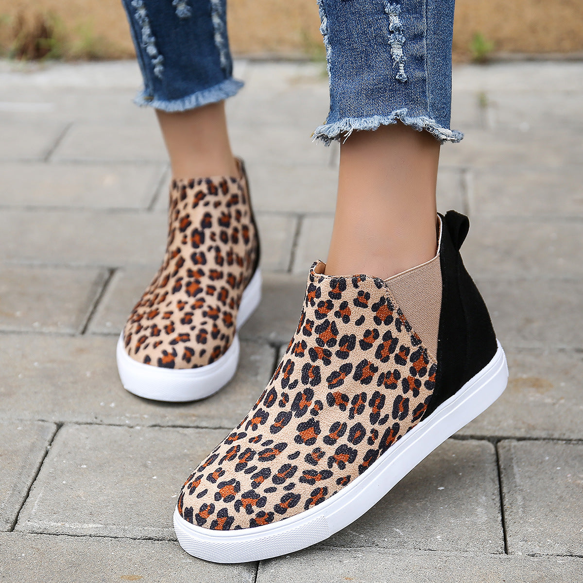 Elastic Leopard Flats Vulcanized Overshoes