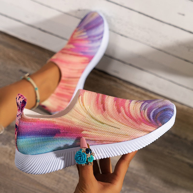 Colorful Fly Knit Slip on Sneakers