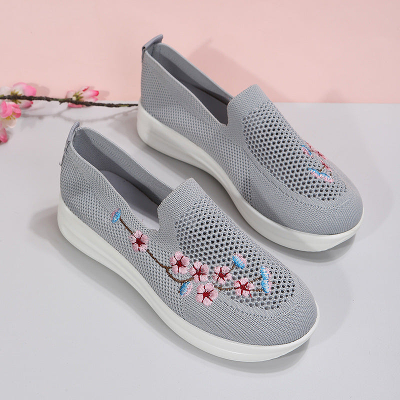 Embroidered Slip-on Flyknit Breathable Loafers