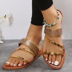 Gold Rings Flat Slides