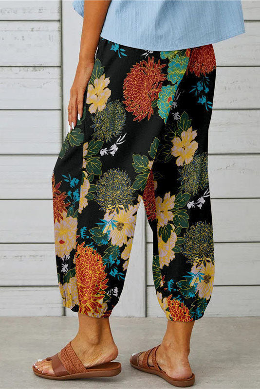 Printed Drawstring Cropped Pants