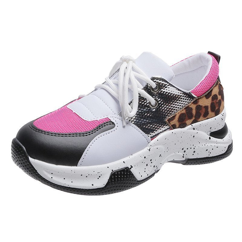 Leopard Mesh Breathable Color Patchwork Sneakers