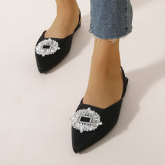 Pointed Toe Rhinestones Flat Sandals