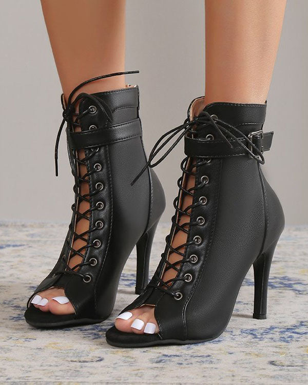 Peep Toe Strappy High Heel Roman Sandals