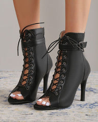 Peep Toe Strappy High Heel Roman Sandals