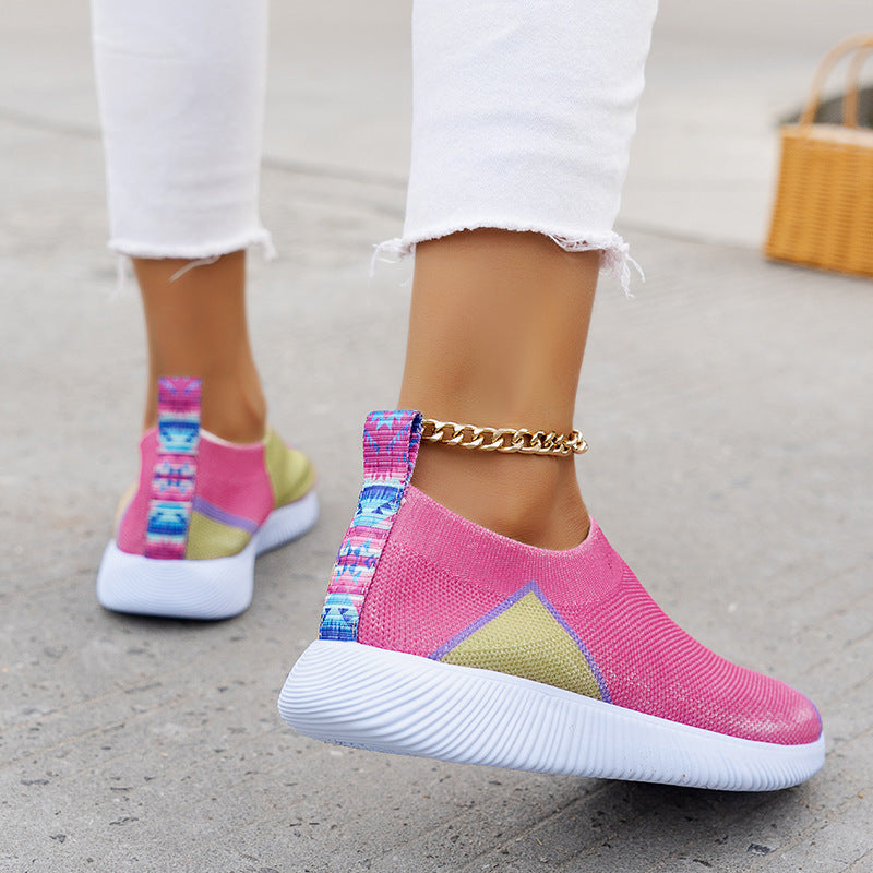 Colorful Fly Knit Slip on Sneakers