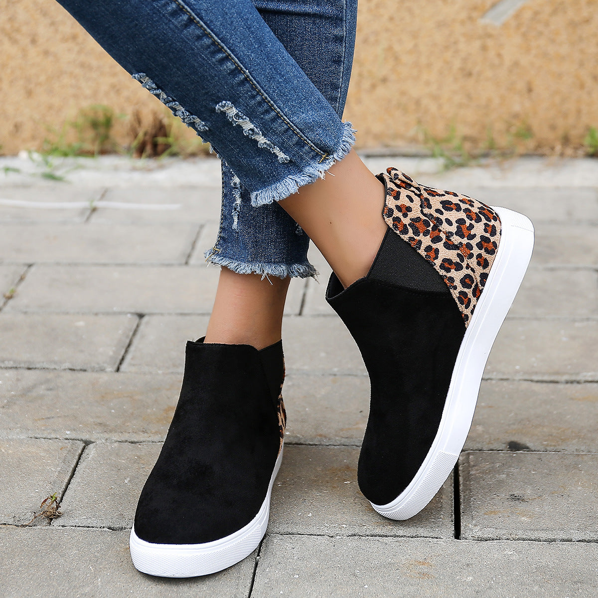 Elastic Leopard Flats Vulcanized Overshoes