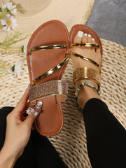 Gold Rings Flat Slides